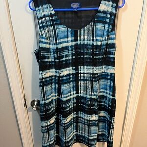 Pendleton Blue Plaid Business Preppy pleated lined short sleeve dress size 14